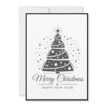 Chic Elegant Black White Merry Christmas Tree     