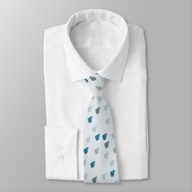 Chic, elegant Blue and Grey Abstract Pattern Tie (Tied)
