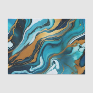 Chic Elegant blue green gold Faux Marble  Tissue Paper