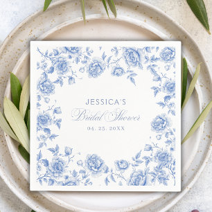 Chic Elegant Blue Toile Chinoiserie Bridal Shower Napkin
