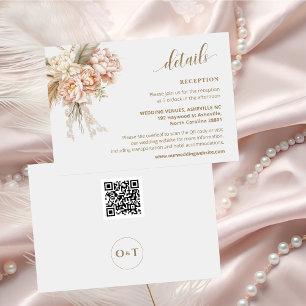Chic Elegant Boho Floral QR Code Wedding Details  Enclosure Card