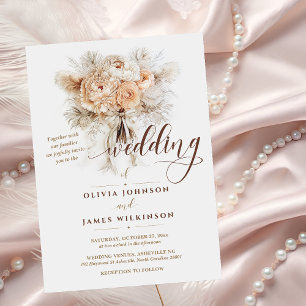 Chic Elegant Boho style Creamy Floral Wedding  Invitation