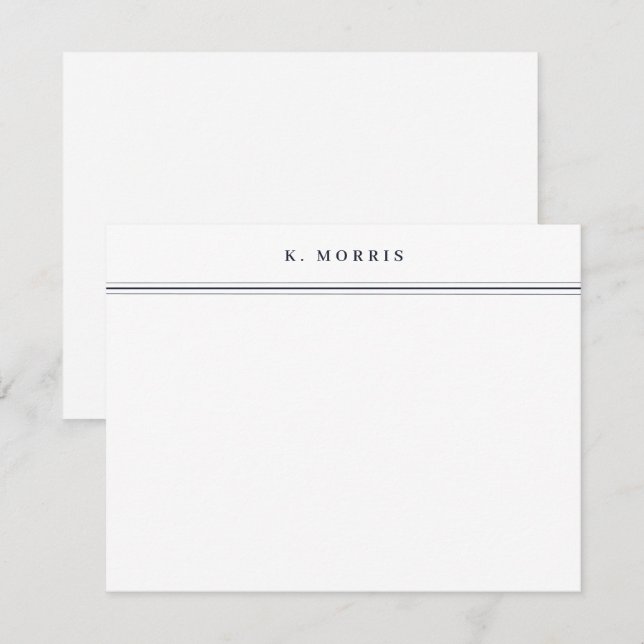 Chic Elegant Border Black White Personalised Flat Card (Front/Back)