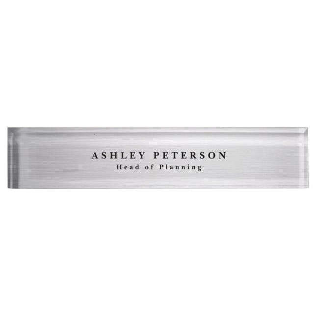 Chic Elegant Brushed Steel Nameplate (Front)
