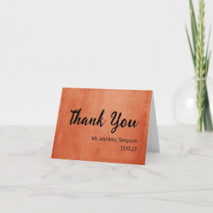 Chic Elegant Burnt Orange Black Name Date Photo  Thank You Card