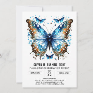 Chic Elegant Butterfly Boy Birthday Invitation