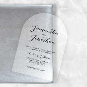 Chic Elegant Calligraphy Script Arch Wedding  Acrylic Invitations