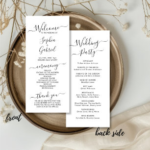 Chic Elegant Calligraphy Script Wedding Ceremony Programme