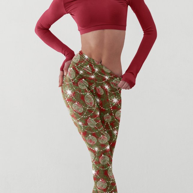 Chic Elegant Christmas Holiday Tree Decorations Capri Leggings (Creator Uploaded)
