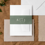 Chic Elegant Dark Green Watercolor Wedding Invitation Belly Band<br><div class="desc">Wrap your love story in elegance. A dark green watercolor background sets the stage for a chic script ampersand and the couple's initials in a soft beige colour.</div>