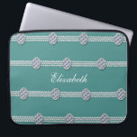 Chic Elegant Diamond Pearl | Teal Luxury Laptop Sleeve<br><div class="desc">Chic Elegant Diamond Pearl | Teal Luxury Laptop Computer Sleeve. Surround your laptop in luxury with these faux rhinestone and pearl strands. Easy to customise by adding your own name or personalise it with a monogram! This background is turquoise teal, but can be changed to any colour by clicking "customise...</div>