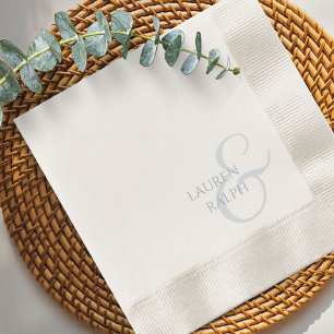 Chic & Elegant Dusty Blue Script Wedding  Napkin