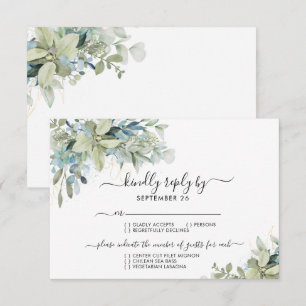 Chic Elegant Eucalyptus Greenery Wedding RSVP Card