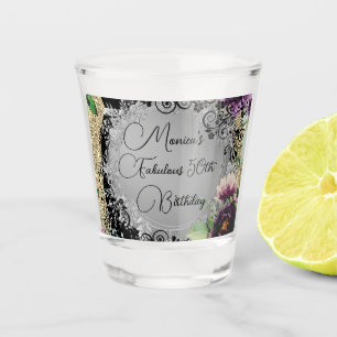 Chic Elegant Fabulous 50th Birthday Customised Shot Glass