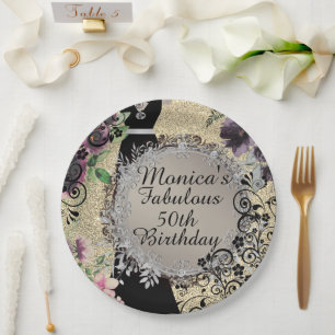 Chic Elegant Fabulous 50th Birthday      Paper Plate