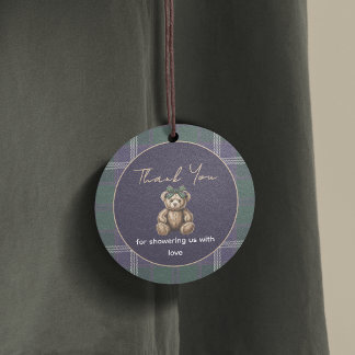Chic elegant Fancy Girl Bear Theme favor tag