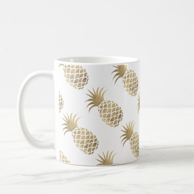 Chic elegant faux gold pineapple coffee time coffee mug (Left)