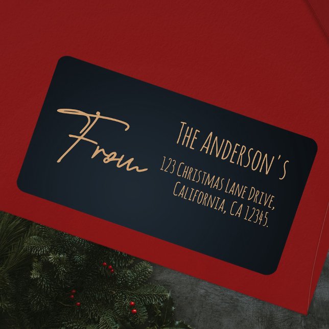 Chic Elegant Festive Rich Dark Blue Address Label (Creator Uploaded)