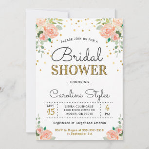 Chic Elegant Floral Peony Bridal Couples Shower Invitation