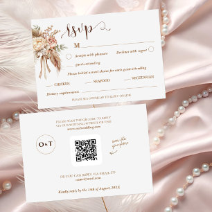 Chic elegant floral wedding RSVP QR code card