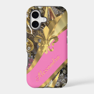 Chic elegant gold and pink bling personalised