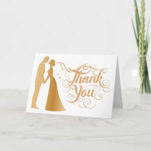 Chic Elegant Gold and White Wedding Thank You Card