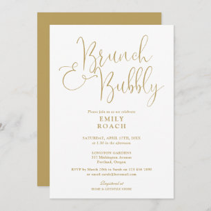 Chic Elegant Gold Brunch And Bubbly Bridal Shower Invitation