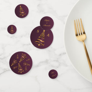 Chic Elegant Gold Christmas Tree Monogram Wedding Confetti