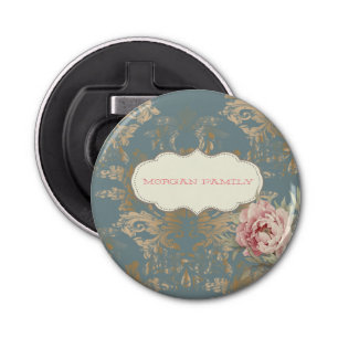 Chic Elegant Gold Damask Roses Bottle Opener