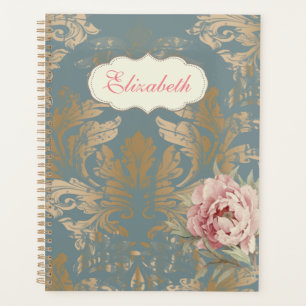 Chic Elegant Gold Damask Roses Planner