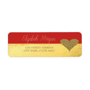 Chic Elegant,Gold,Glitter Heart  Address Label