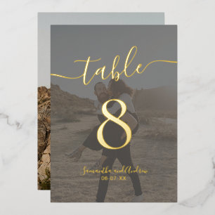 Chic elegant Gold photo chart wedding table number