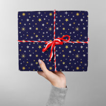 Chic Elegant Gold Silver Stars Navy Blue Christmas