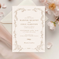 Chic Elegant Gold Vine Greenery Frame Wedding