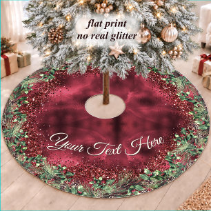 Chic elegant green red floral Christmas party Brushed Polyester Tree Skirt