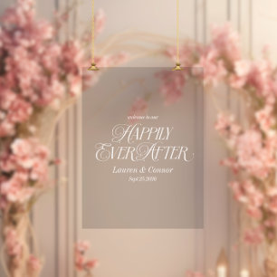 Chic Elegant Happily Ever After Wedding Welcome Acrylic Sign