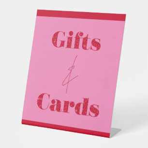 Chic Elegant Hot Pink Red Birthday Gifts Cards Pedestal Sign