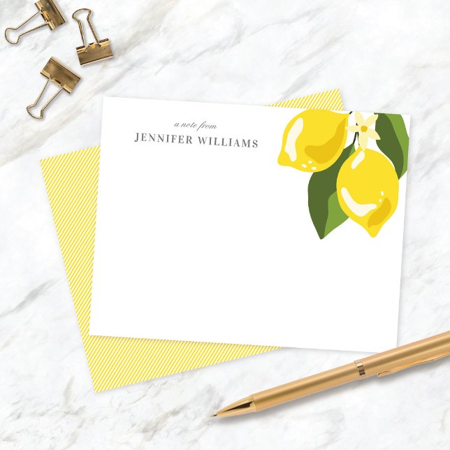 Chic Elegant Lemon Yellow Personalised Notecards   (Creator Uploaded)