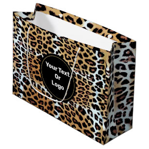 Chic Elegant Leopard Animal Print Personalized  Large Gift Bag