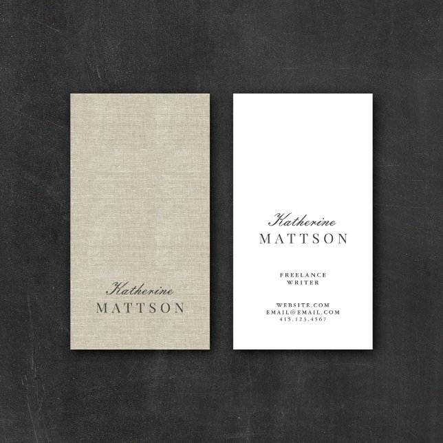 Chic + Elegant Linen Professional  Business Card (Creator Uploaded)