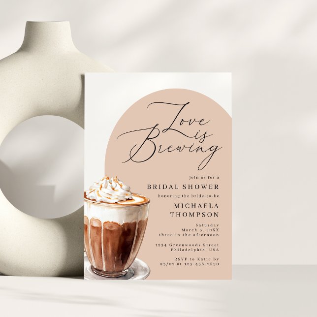 Chic Elegant Love is Brewing Coffee Bridal Shower Invitation (Creator Uploaded)