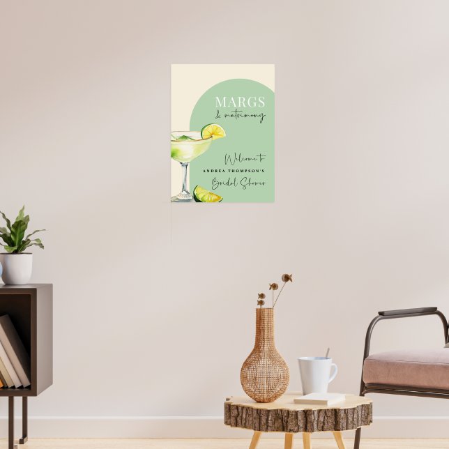 Chic Elegant Margs and Matrimony Bridal Shower Poster (Living Room 3)