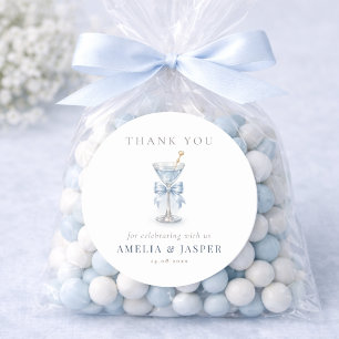 Chic Elegant Martini Baby Shower Party Thank You Classic Round Sticker