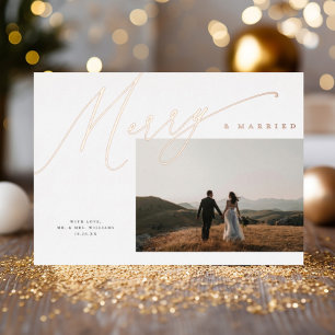 Chic Elegant Merry & Married One Photo Rose Gold