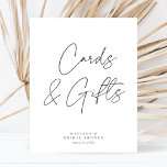 Chic Elegant Minimal Bridal Shower Cards Gift Sign<br><div class="desc">This chic and minimalist bridal shower cards & gifts sign features a classic white background paired with simple yet elegant dark grey typography and calligraphy. Simply edit the template with your info and choose any options. All colours in this template are customisable, even the script. From modern to traditional, this...</div>