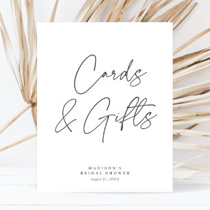 Chic Elegant Minimal Bridal Shower Cards Gift Sign