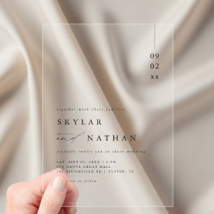Chic Elegant Minimalist Affordable Luxury Wedding Acrylic Invitations