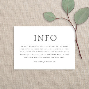 Chic Elegant Minimalist Type Black & White Wedding Enclosure Card