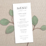 Chic Elegant Minimalist Type Wedding Reception Menu<br><div class="desc">This classic yet modern wedding dinner menu features a chic white background with elegant black typography. It's the perfect design for any elegant yet modern wedding! See the collection for coordinating items.</div>