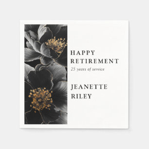 Chic Elegant Modern Floral Happy Retirement Napkin
